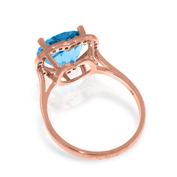 14K. GOLD RING WITH DIAMONDS & HEART BLUE TOPAZ - Picture 3 of 5